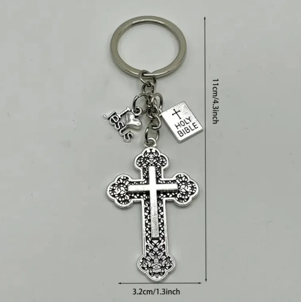 NEW! Beautiful Silver Cross With Bible And 